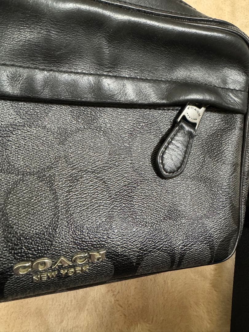 COACH レザー ショルダーバッグ　 グブラック/グレー