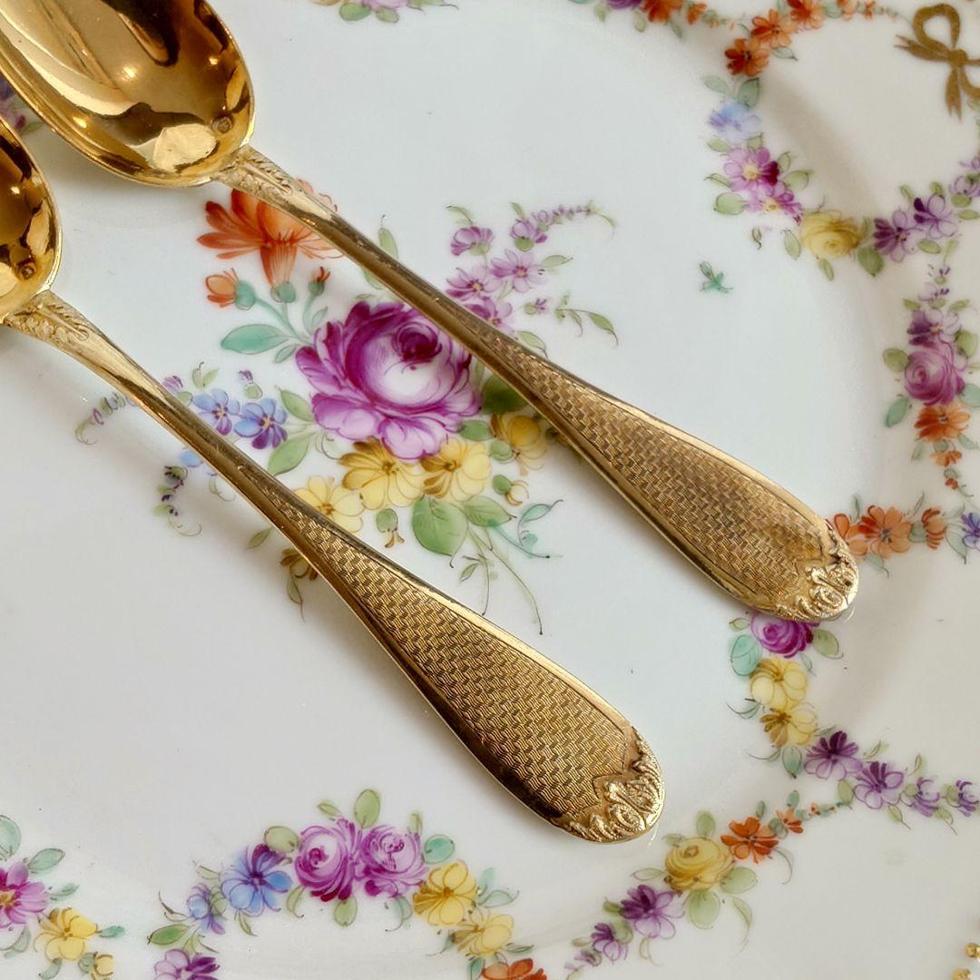 スプーン 2本セット　フランス　純銀製　シルバー800 純金鍍金