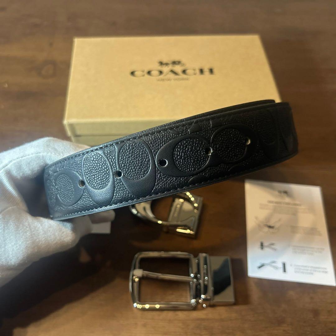 COACH リバーシブル ブラックレザーベルト