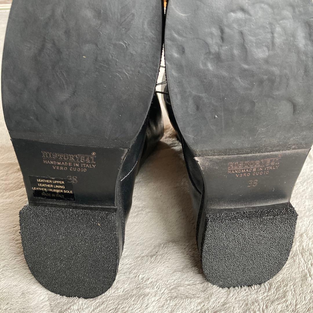 未使用品　HISTRY541 レザーレースアップブーツ　 イタリア製　ブラック