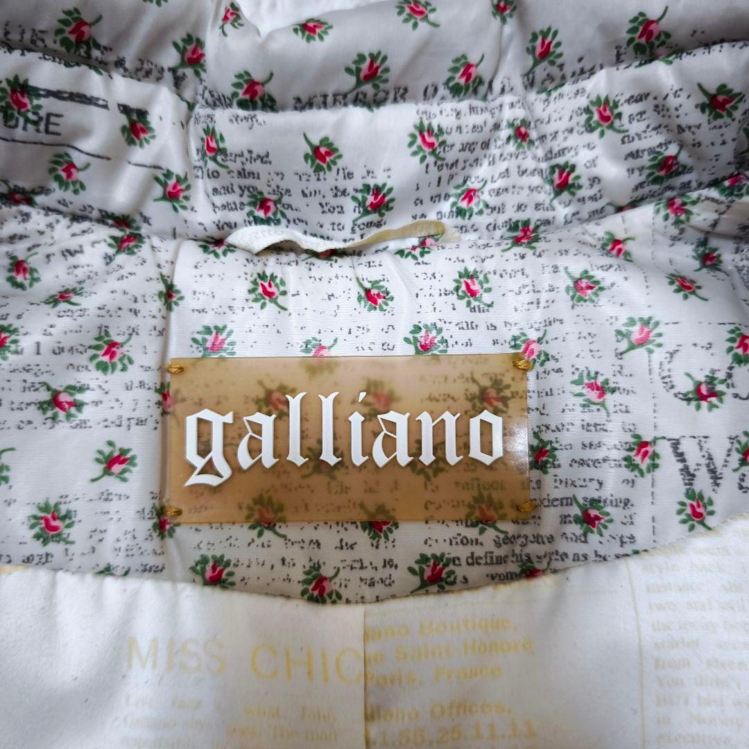 【美品】 ガリアーノ galliano 総柄 中綿 ロングコート 38 M 白
