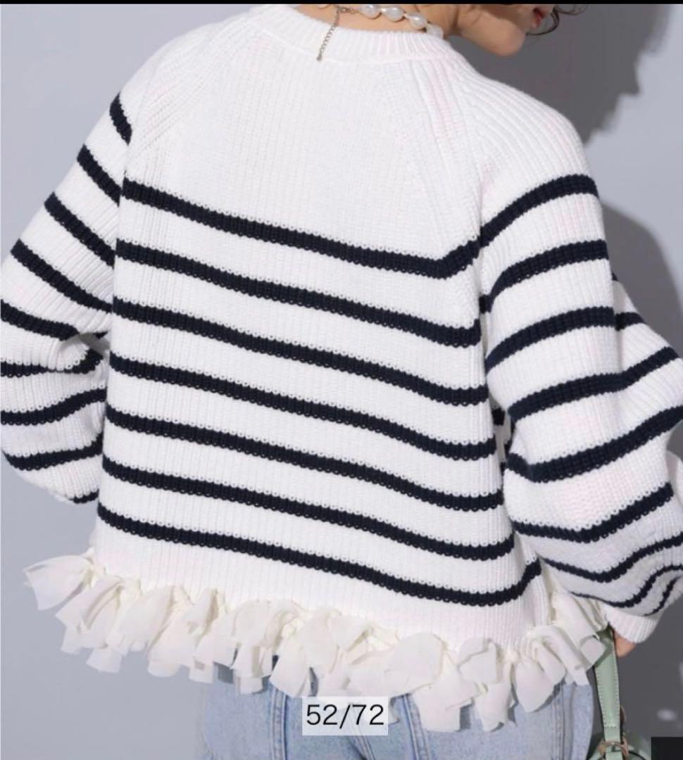 美品 Arpege story 裾シフォンニット ボーダー Mサイズ