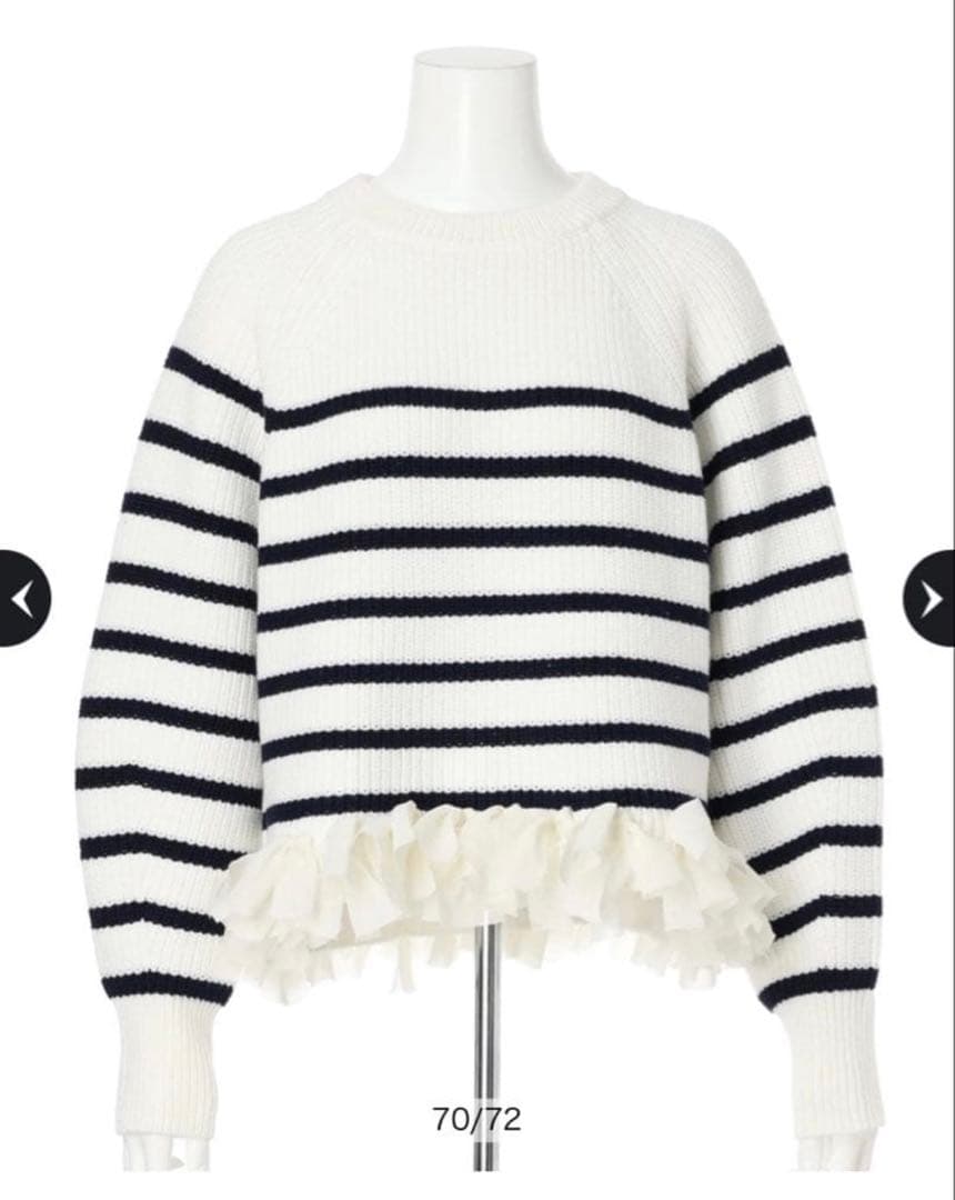 美品 Arpege story 裾シフォンニット ボーダー Mサイズ