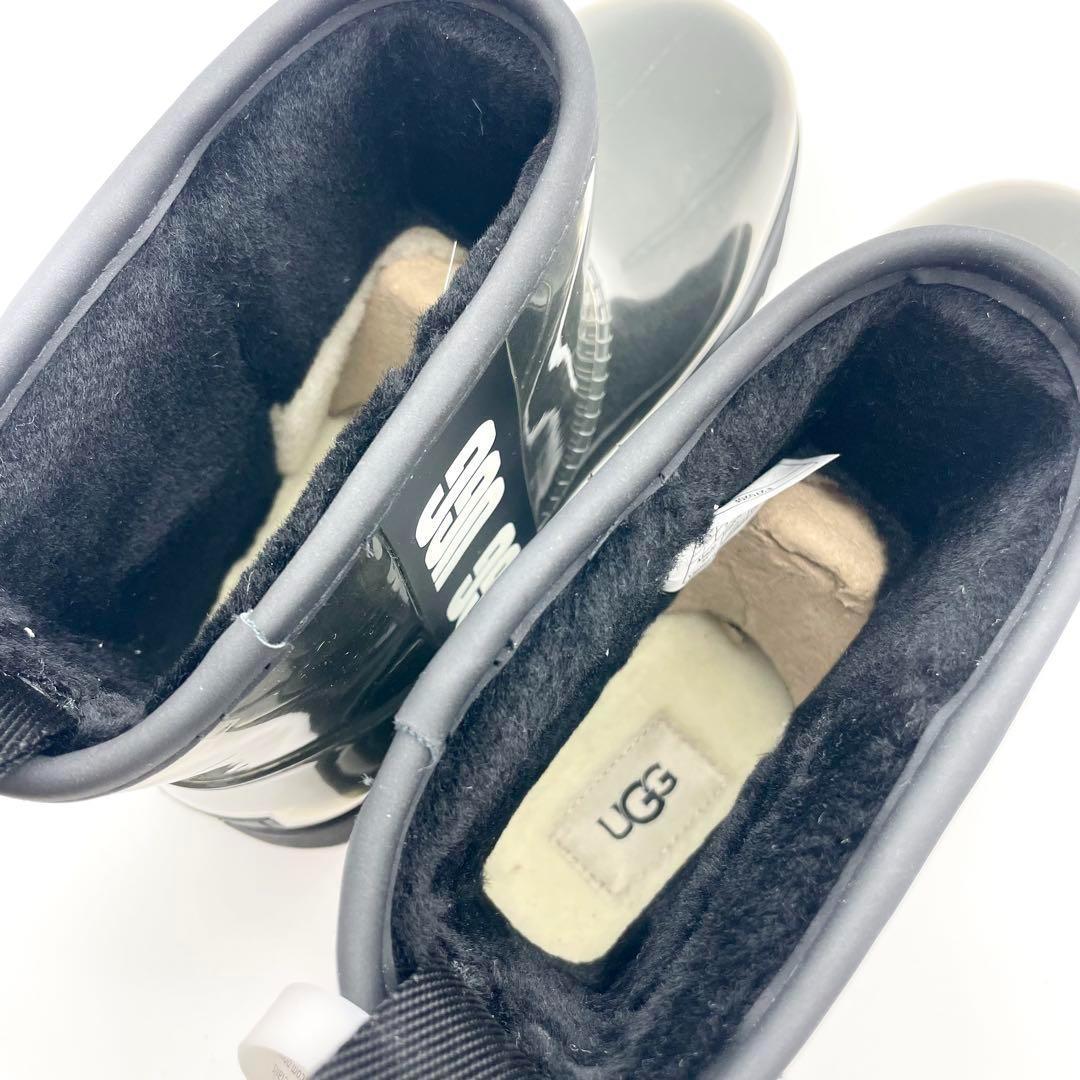 未使用・保管品★アグ　W クラシッククリアミニ　レインブーツ　黒　24cm