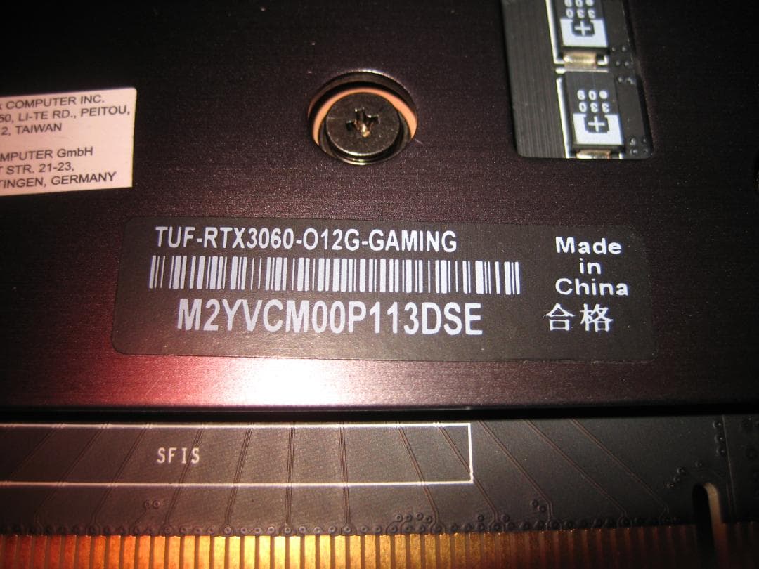 中古　ASUS　TUF-RTX3060-O12G-GAMING