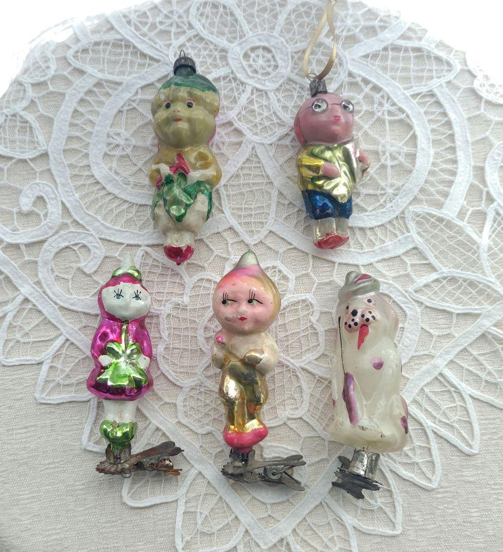 クリスマス　ガラスオーナメント 5個セット　ソビエト　ヴィンテージ