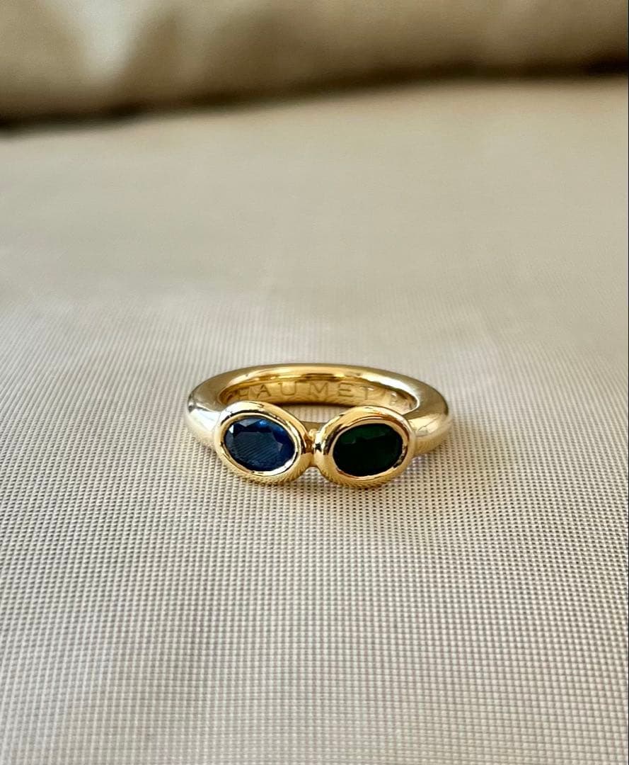 【CHAUMET】ショーメ　エメラルドサファイア　K18リング