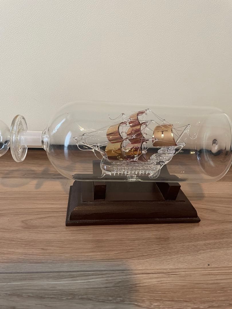 美品　ガラス瓶アート(帆船)