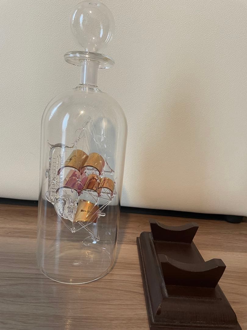 美品　ガラス瓶アート(帆船)