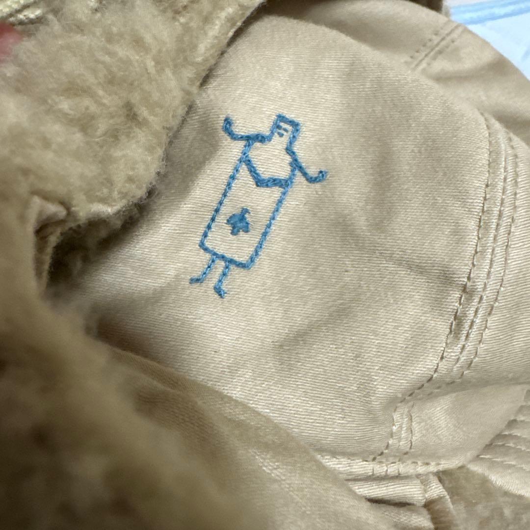 45R サテン×ボアのボンバーハット ベージュ 耳あて付き