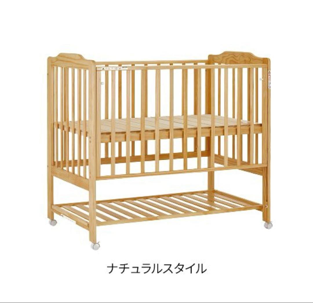 KATOJI ハイシートベビーベッド　ナチュラル　マットレス付き