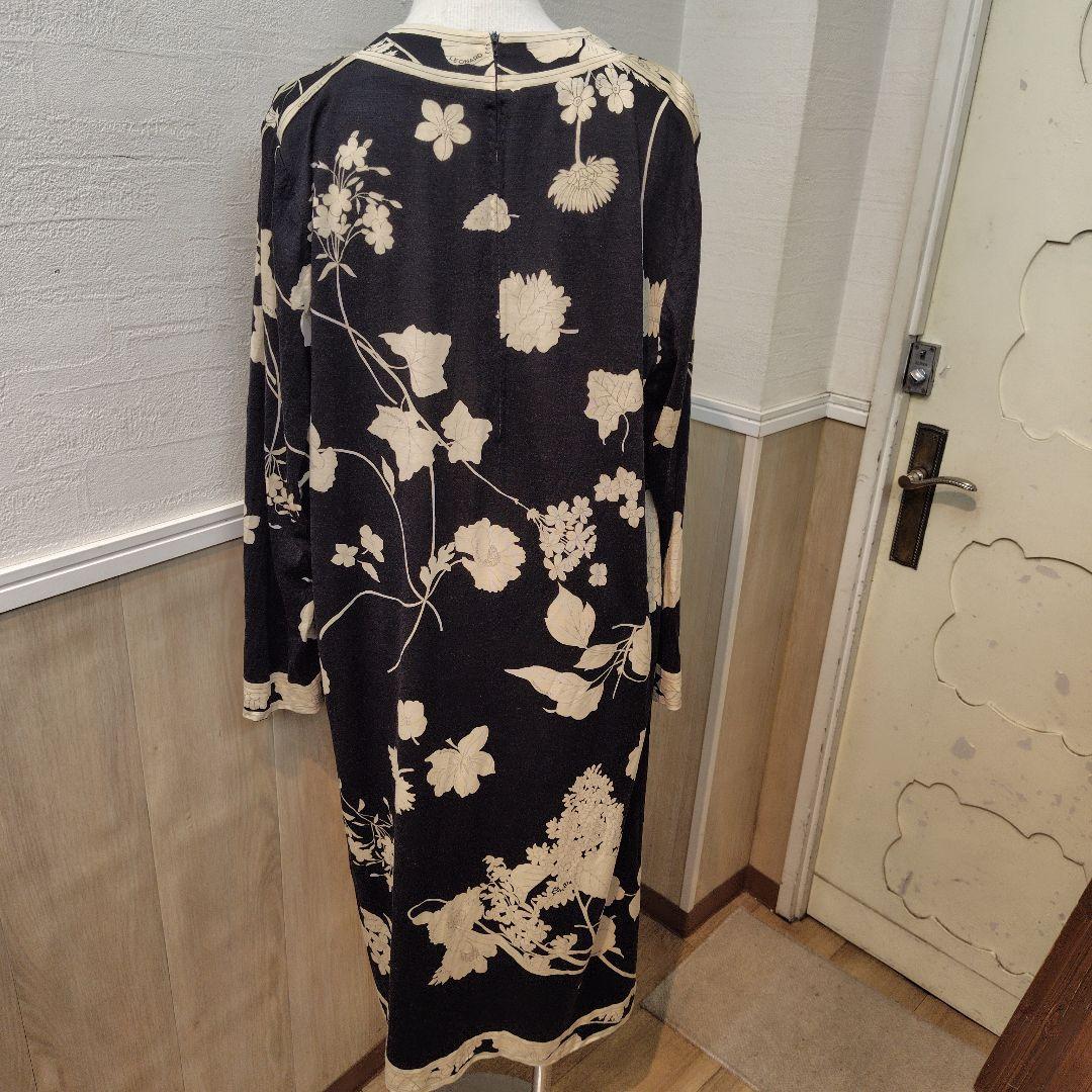 LEONARD 花柄 ワンピース　Vネック 長袖ひざ丈チュニック