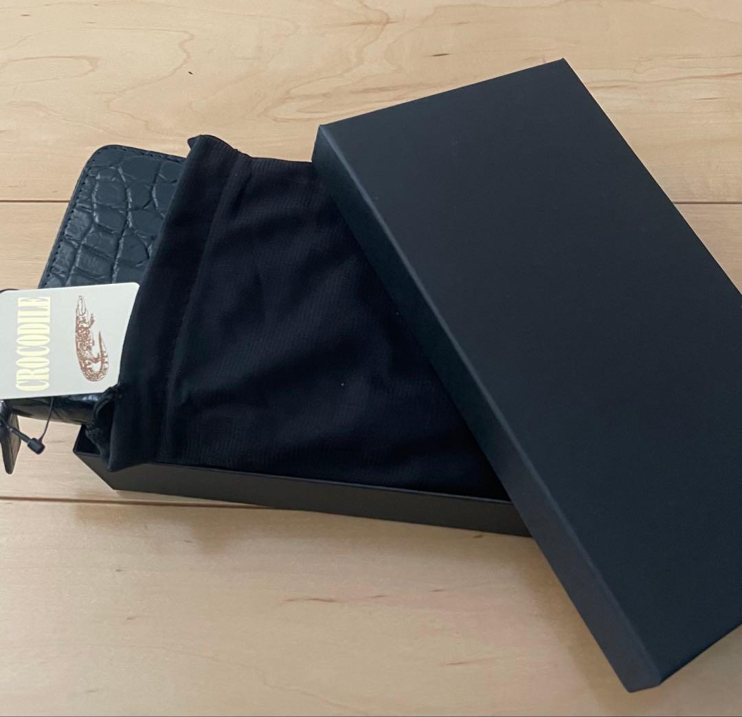 本物クロコダイル一枚革　シャムクロコダイル長財布　ブラック