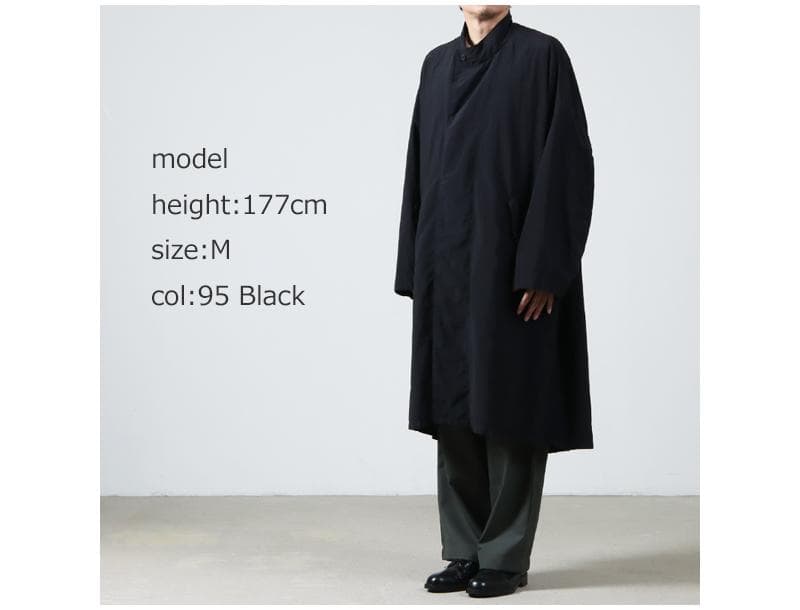 FIRMUMナイロンタッサーガーメントダイスタンドカラーコートBLACK