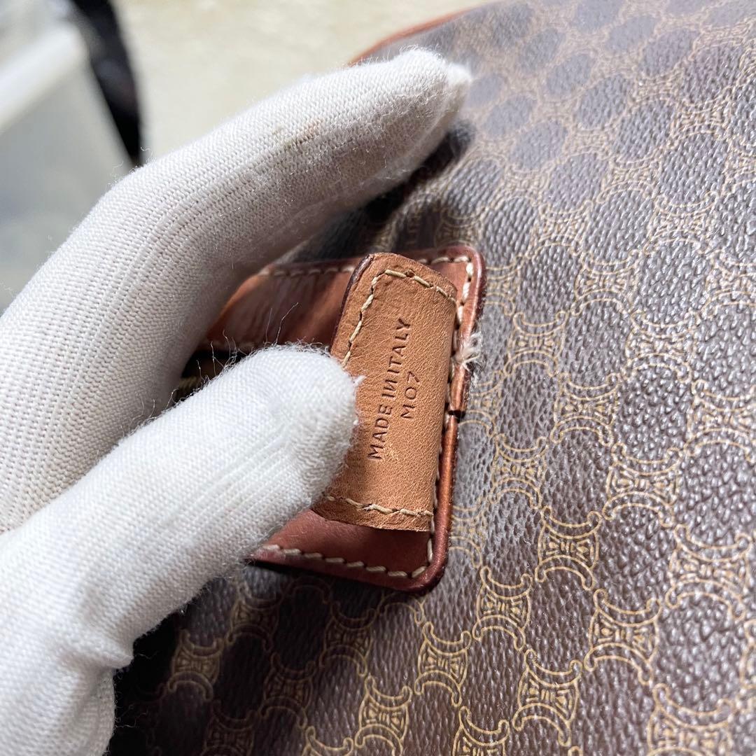 【特大容量】セリーヌ　ボストンバッグ　マカダム　レザー　PVC ゴールド金具