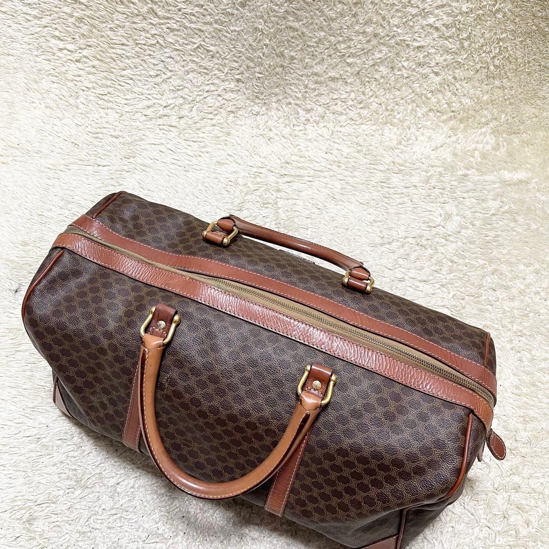 【特大容量】セリーヌ　ボストンバッグ　マカダム　レザー　PVC ゴールド金具