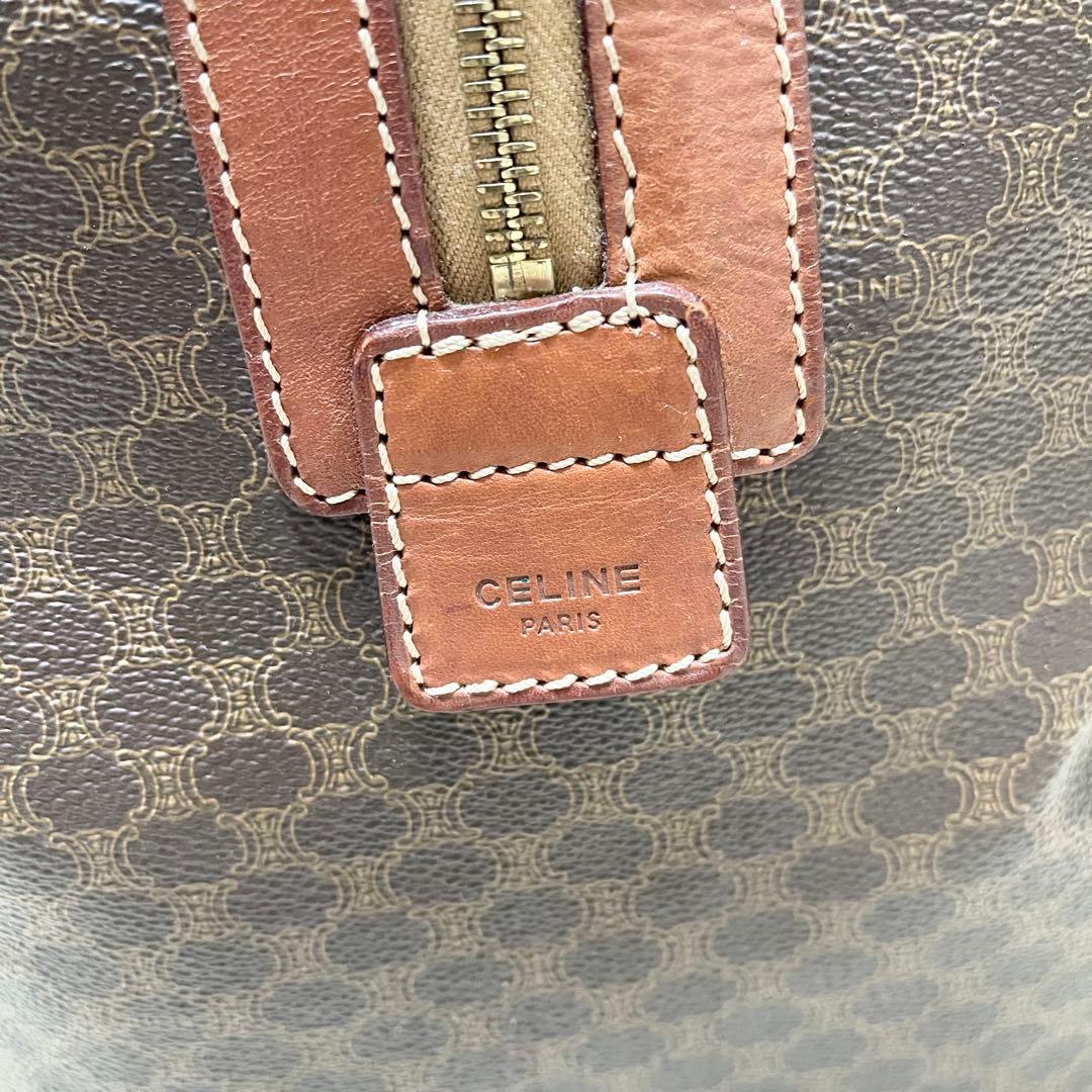 【特大容量】セリーヌ　ボストンバッグ　マカダム　レザー　PVC ゴールド金具