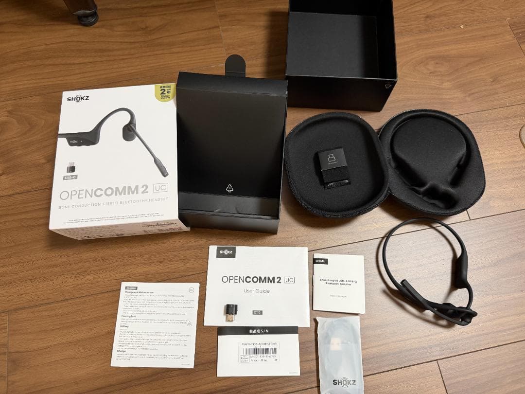 SHOKZ OPENCOMM2 + 専用ドングル(USB-C)付属骨伝導イヤホン
