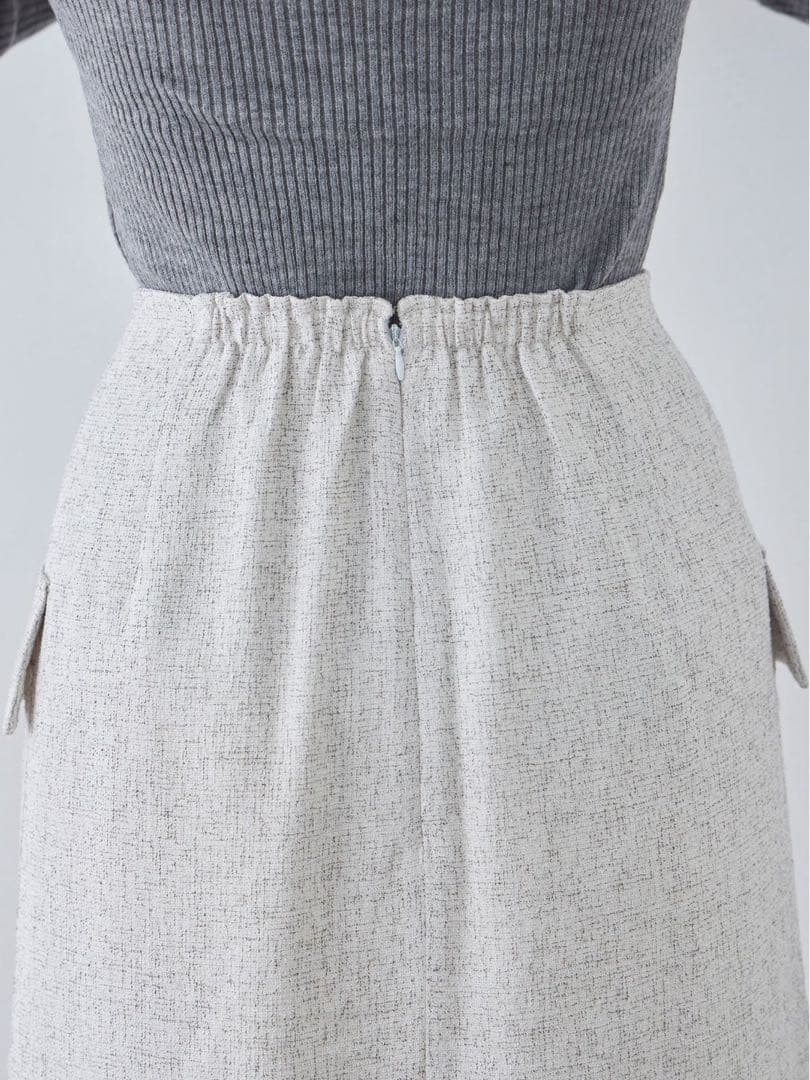 overE　ツイードライクセミタイトスカート　ホワイト　LLサイズ　オーバーイー