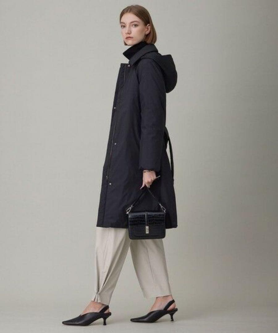 ICB ADSダウンステンカラーコート ベルト付き 軽量 オンワード樫山