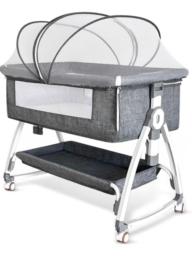 【☆美品☆】ベビーベッド　添い寝、ゆりかご、高さ調整可能