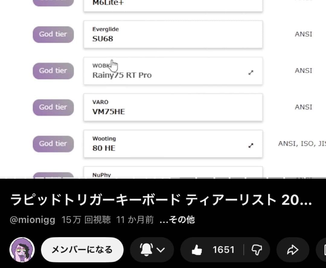 WOBKEY Rainy75 RT Pro ミッドナイトブラック