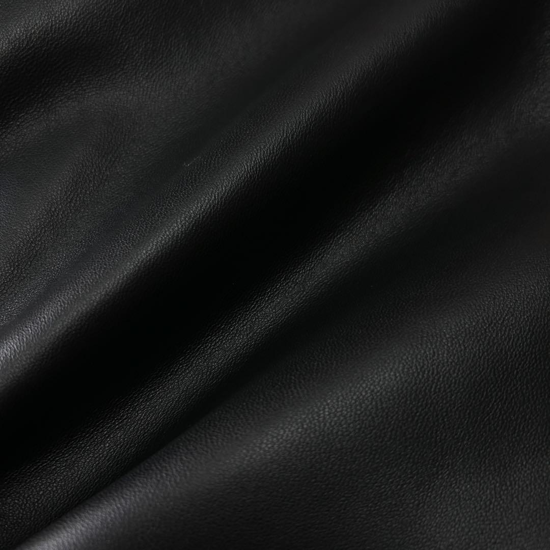 新品 未使用 25AWコムサメン ラムレザー シングルライダースジャケットM 黒