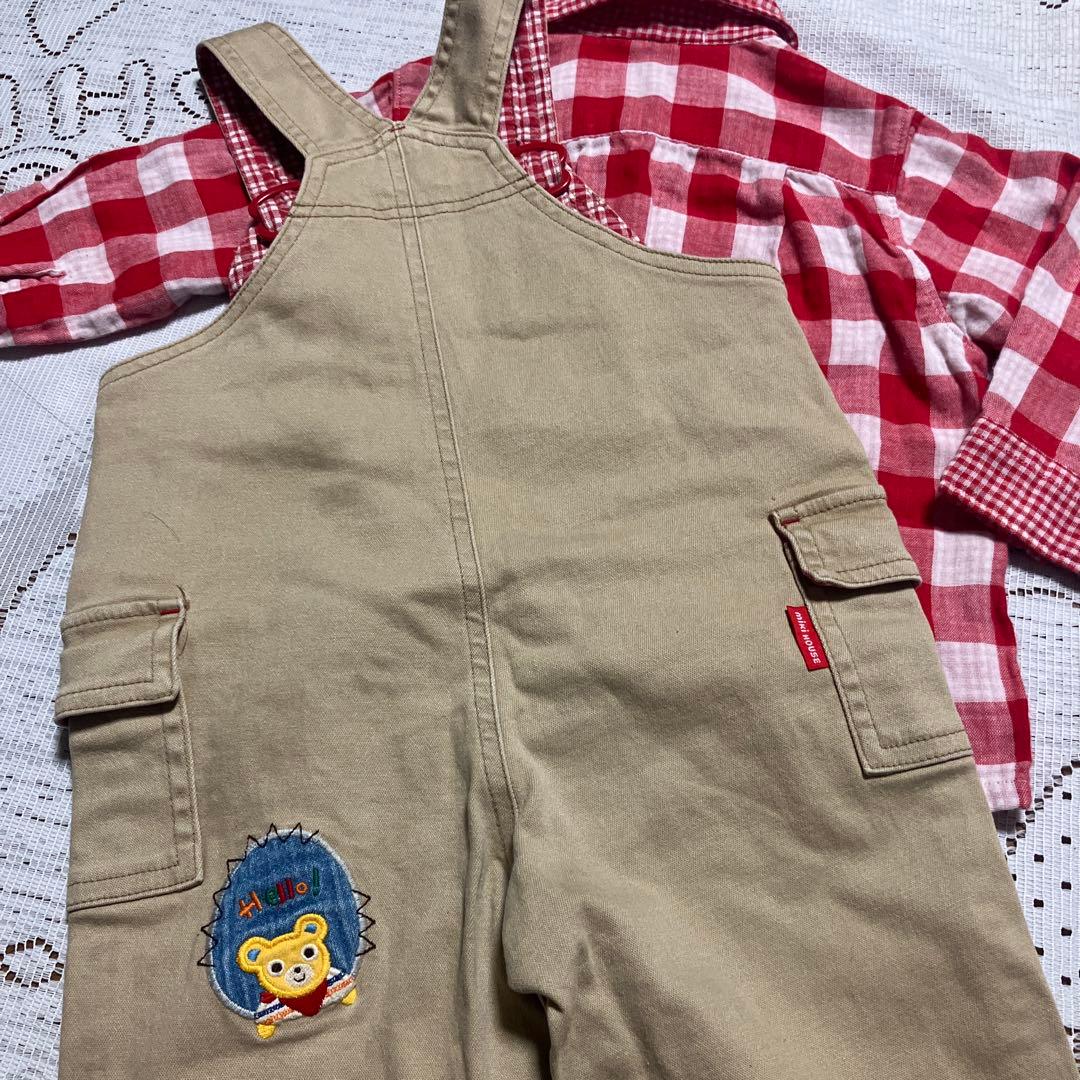 専用☆美品☆ミキハウス 80 cm オーバーオール シャツ付き