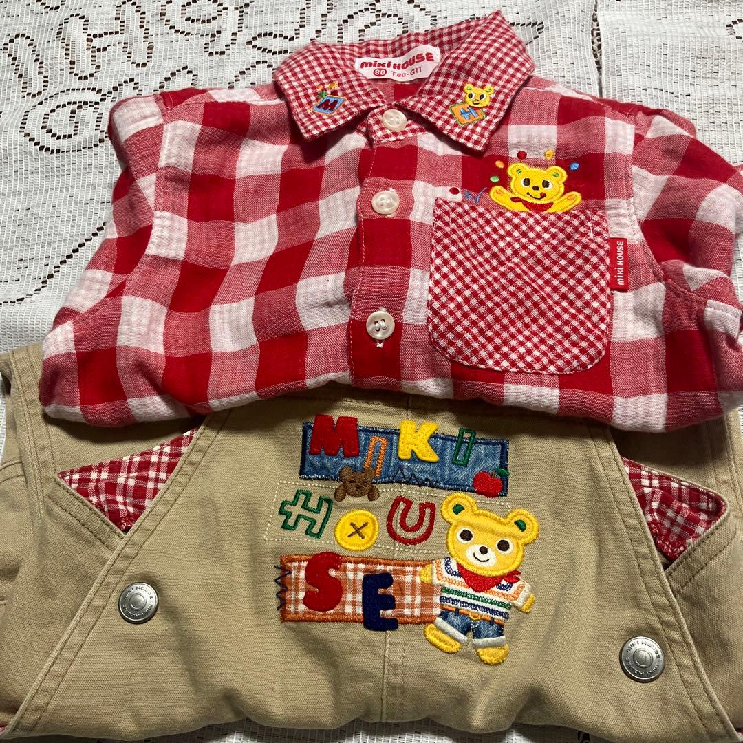 専用☆美品☆ミキハウス 80 cm オーバーオール シャツ付き