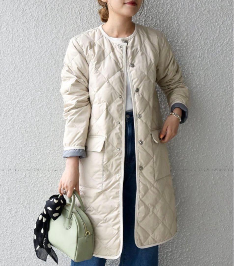 新品タグ付SHIPS TAION パイピング ノーカラー キルティング コート