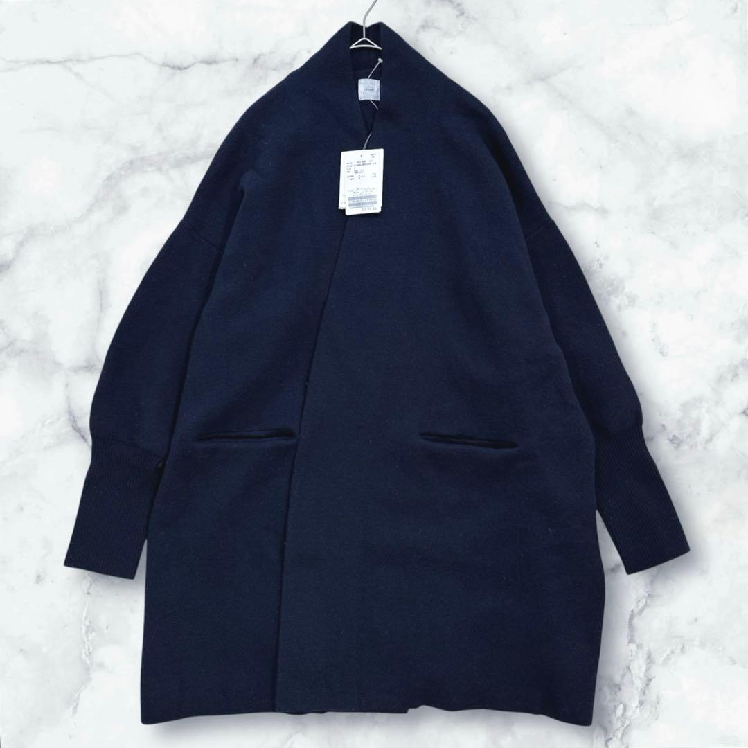 新品タグ付 イエナ ウールカシミヤ ガウンカーディガン ネイビー ロング 紺