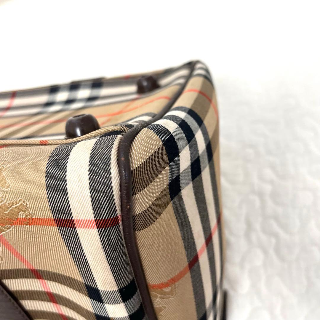 美品　Burberry バーバリー ミニボストンバッグ ノバチェック レザー