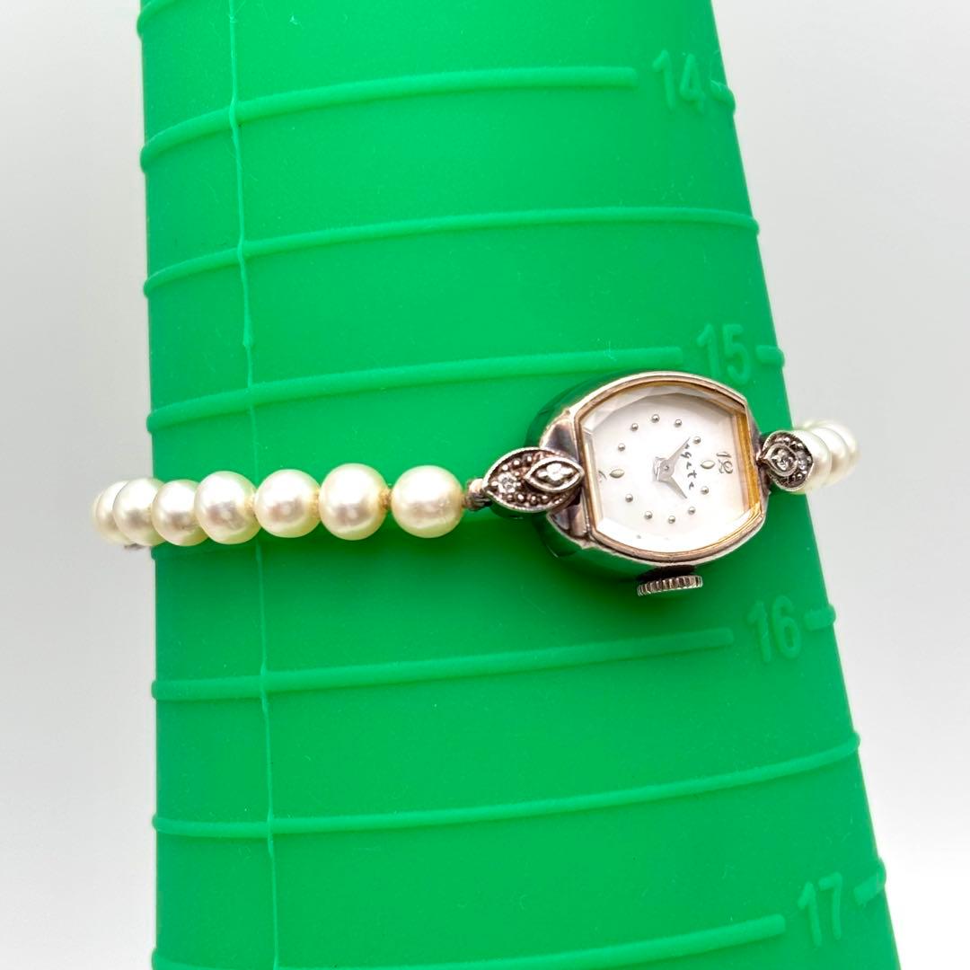 【希少】agete アガット 腕時計 パール シェル シルバー オーバル ブレス