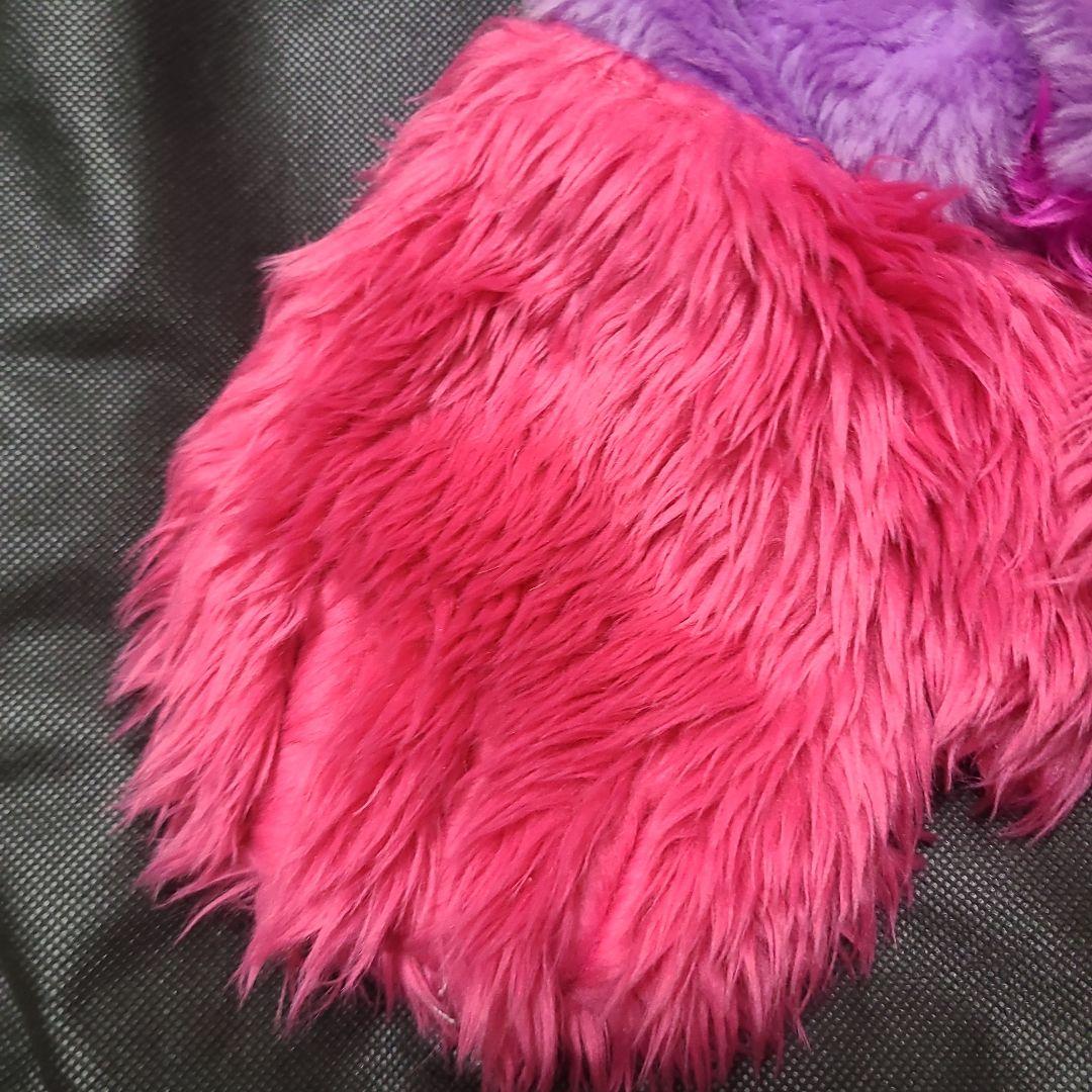 チェシャ猫 フリース耳付きフードスカーフ ピンク紫