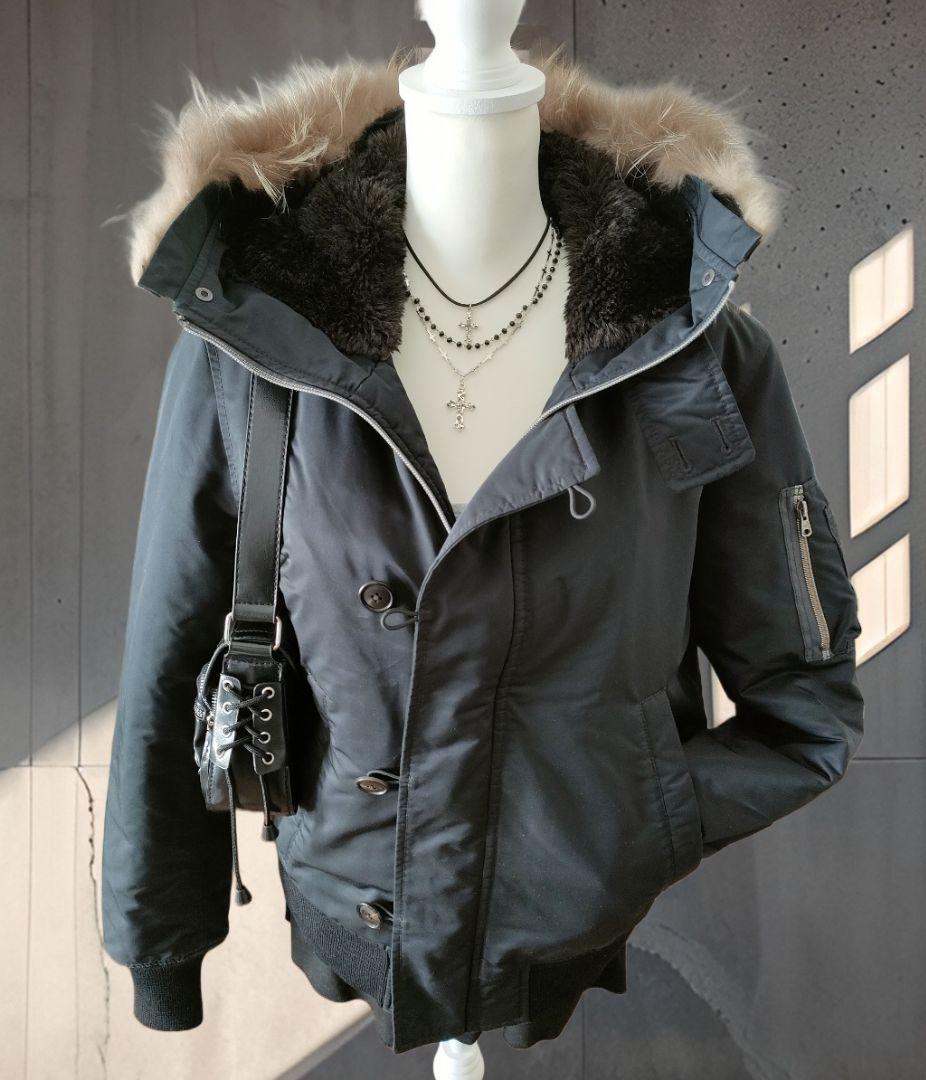 Y2K 00s N2B ファー付ジャケット ブラック 短丈 ギャル