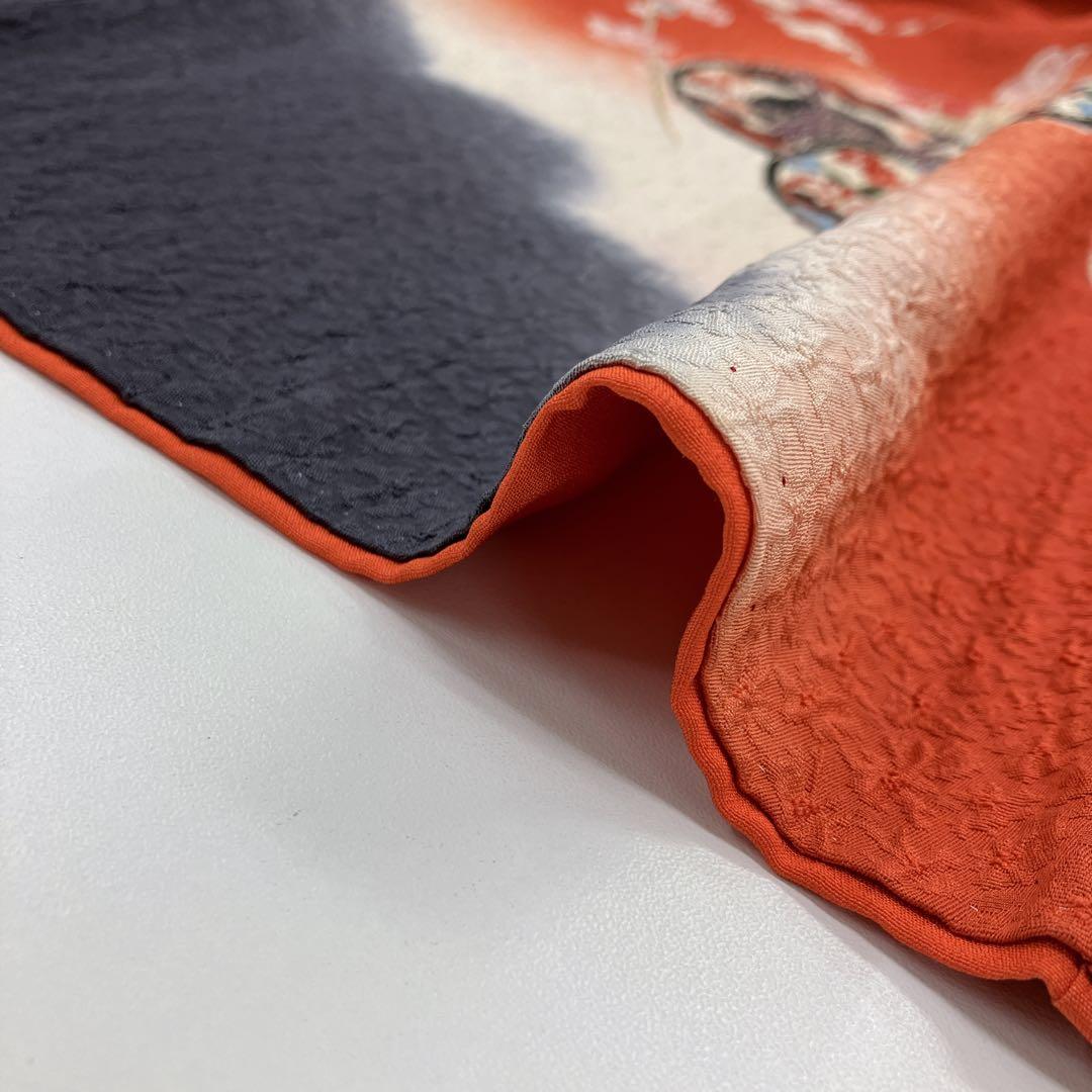 ◎mk-618　七五三　振袖　着物・襦袢・重ね衿　3点セット　絹　12-16