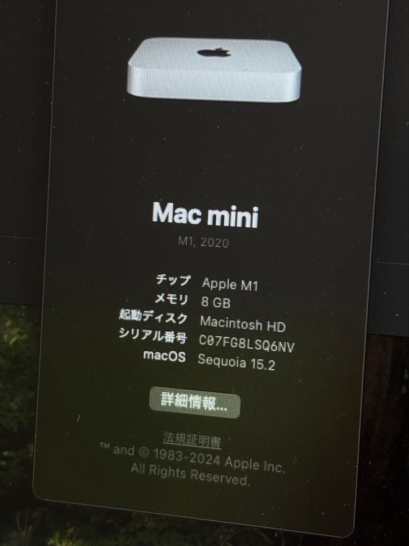 Mac mini M1チップ 256GBメモリ8GB（MGNR3J/A）