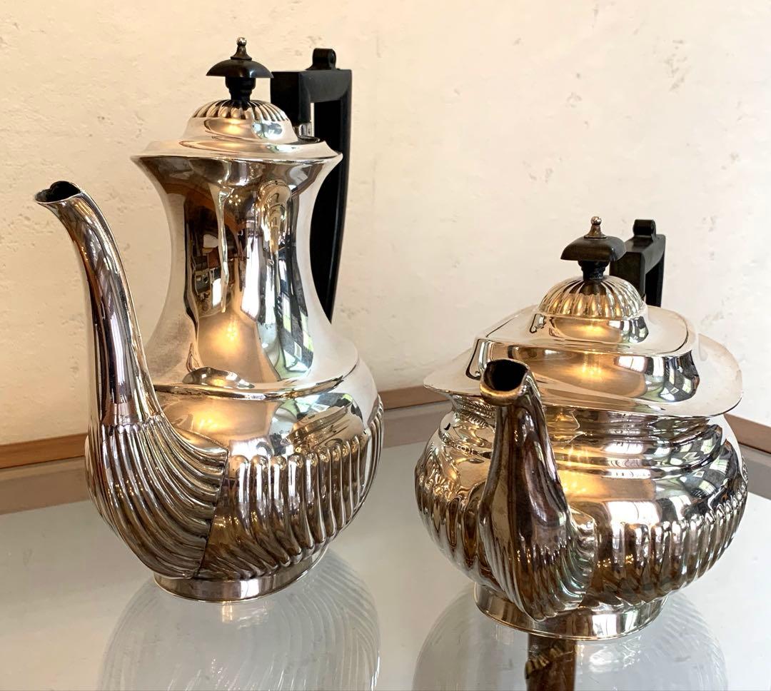 英国アンティーク 銀食器 クイーンアンスタイル アフタヌーンティーセット