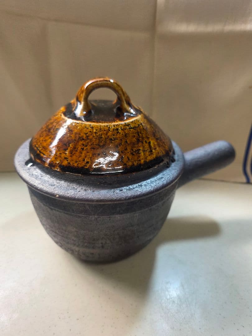 岩井窯　蓋付片手土鍋（小）■美品■