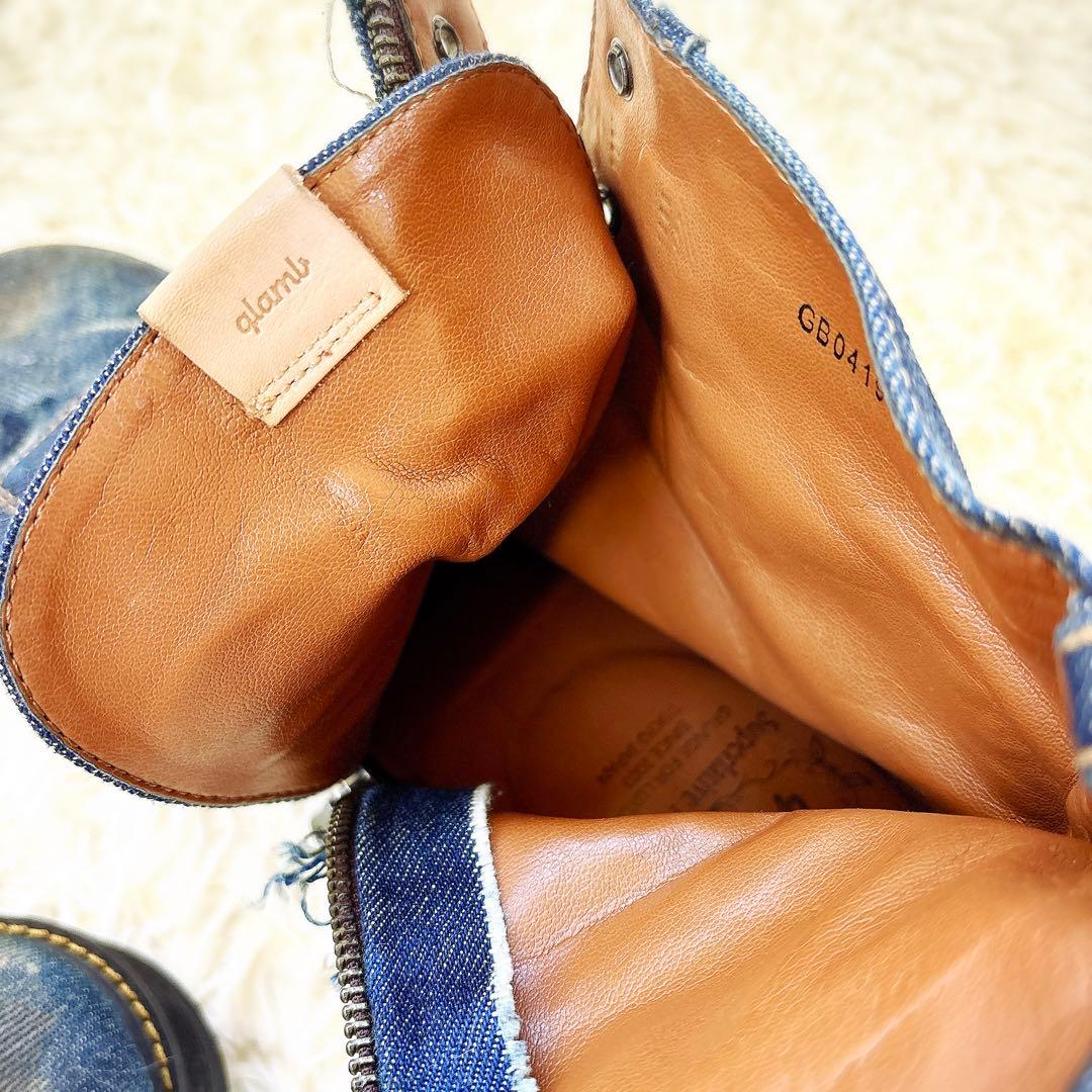 グラム　ハイカット　スニーカー　デニム　ダメージ　メンズ　美品　靴　27.5