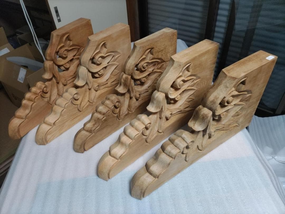 5枚【持ち送り】長さ46cm 社寺仏閣、山車、屋台、神殿、だんぢり彫刻