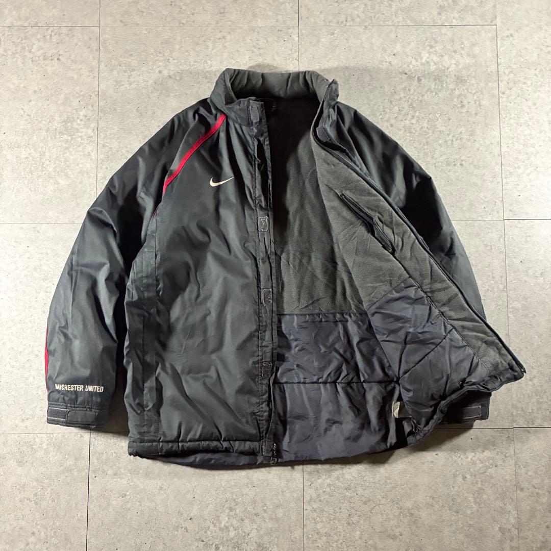 00sNIKE中綿ウォームアップジャケット刺繍ロゴマンチェスターユナイテッド