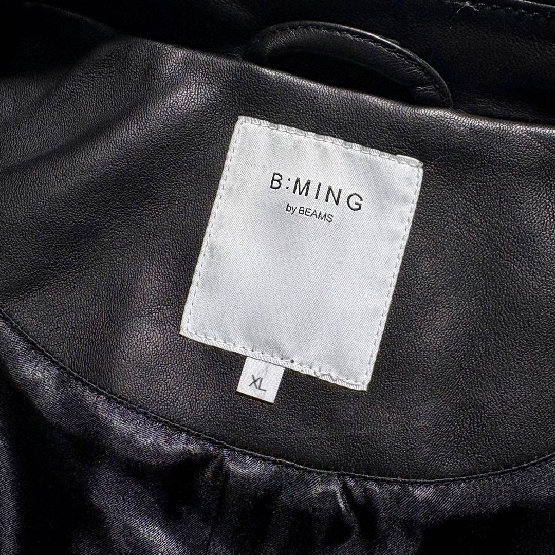 【美品】BEAMS 羊革　シングルライダースジャケット　黒　シープレザー　XL