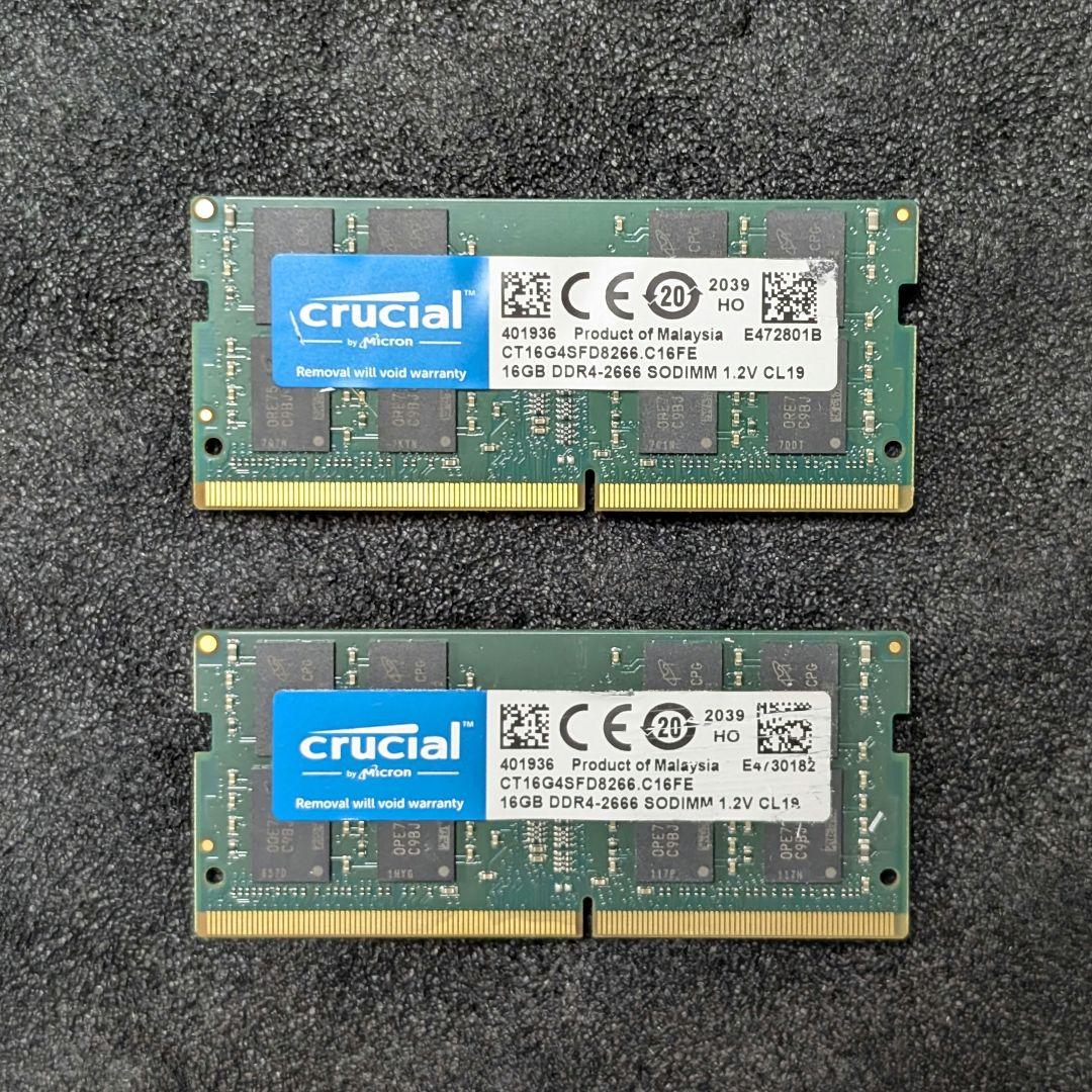 Crucial ノート用 DDR4 16GB メモリ 2枚 32GB