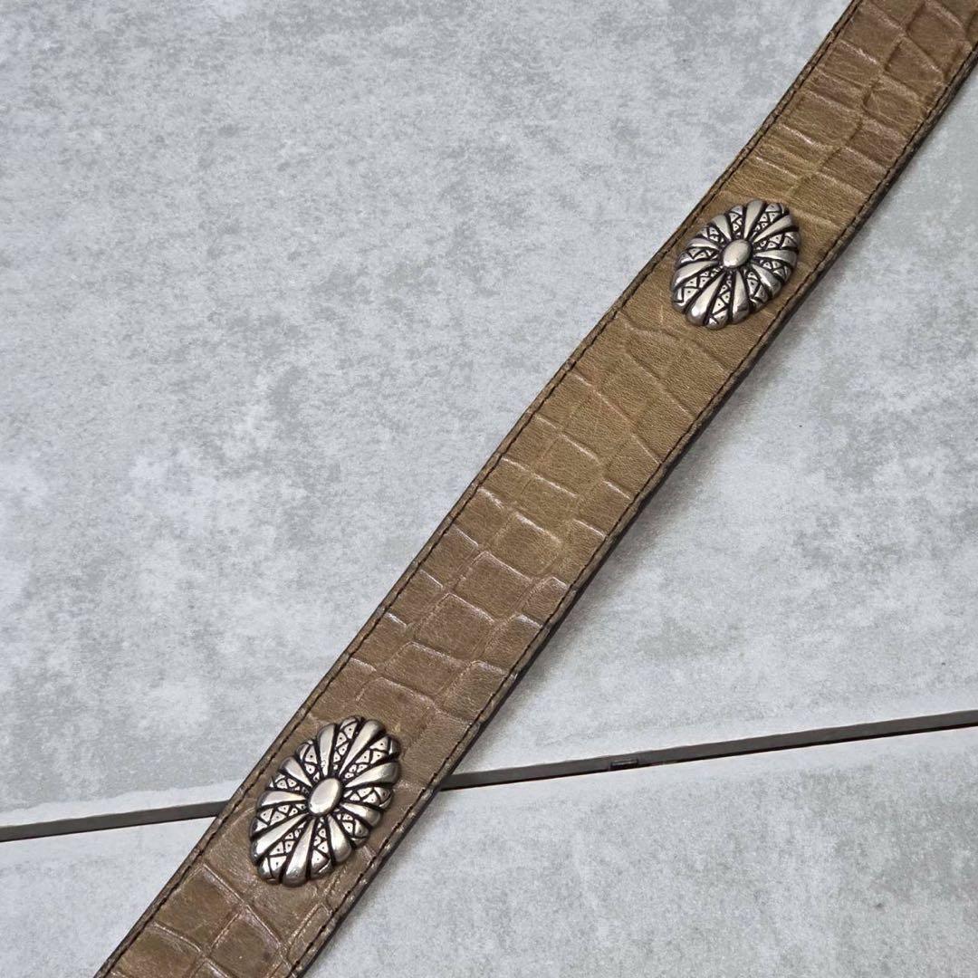 希少 美品 TORNADO MART クロコ ウエスタンベルト レザー スタッズ