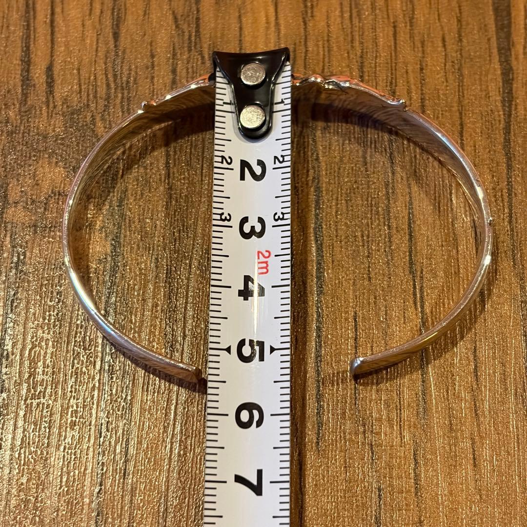 シルバー925 ブレスレット アラベスク柄 百合の紋章 フレア バングル