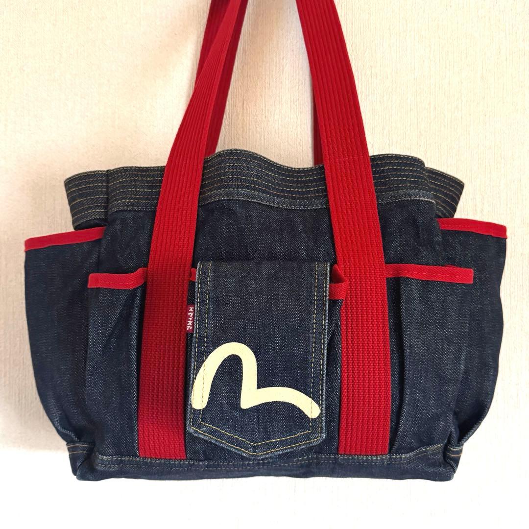 エヴィス　デニムトートバッグ　カモメプリント　日本製