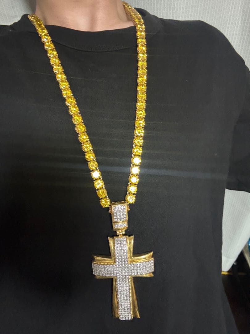 pimpcode 特大クロストップ ネックレス b-boy ロングテニスチェーン