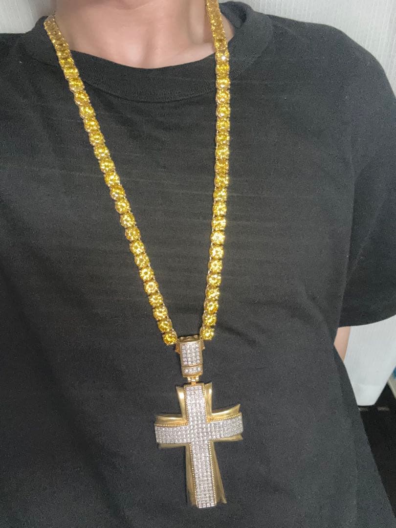 pimpcode 特大クロストップ ネックレス b-boy ロングテニスチェーン