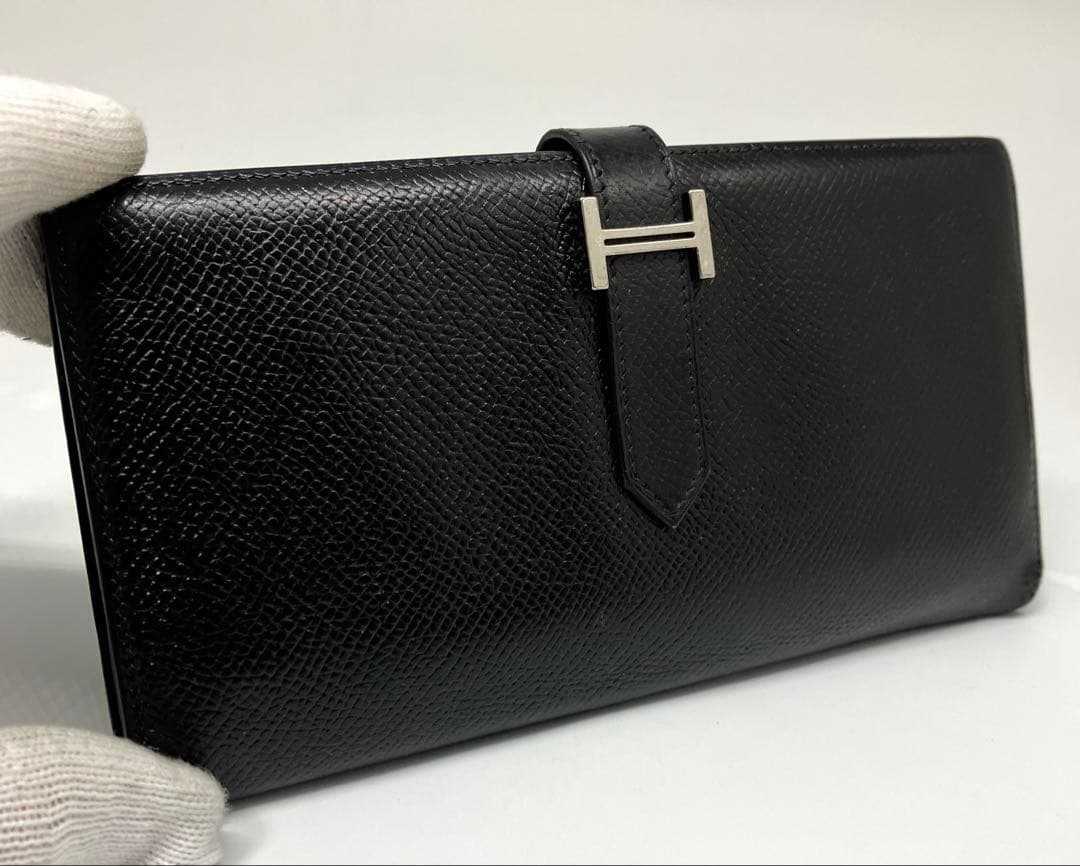 ⭐️ 美品 エルメス ベアン スフレ 二つ折り 長財布 ブラック エプソン 鑑定済